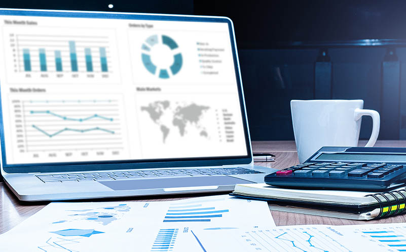 Charts on laptop screen