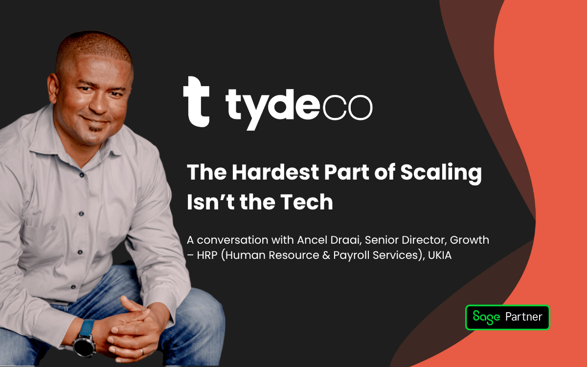 Ancel Draai featured in a TydeCo interview titled 'The Hardest Part of Scaling Isn’t the Tech' for Sage Partner content